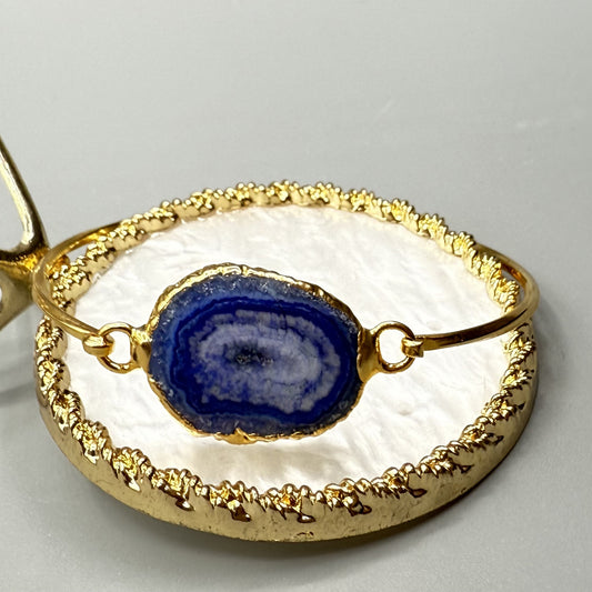 Adjustable Boho-Chic Natural Crystal Flower Bangle image 0