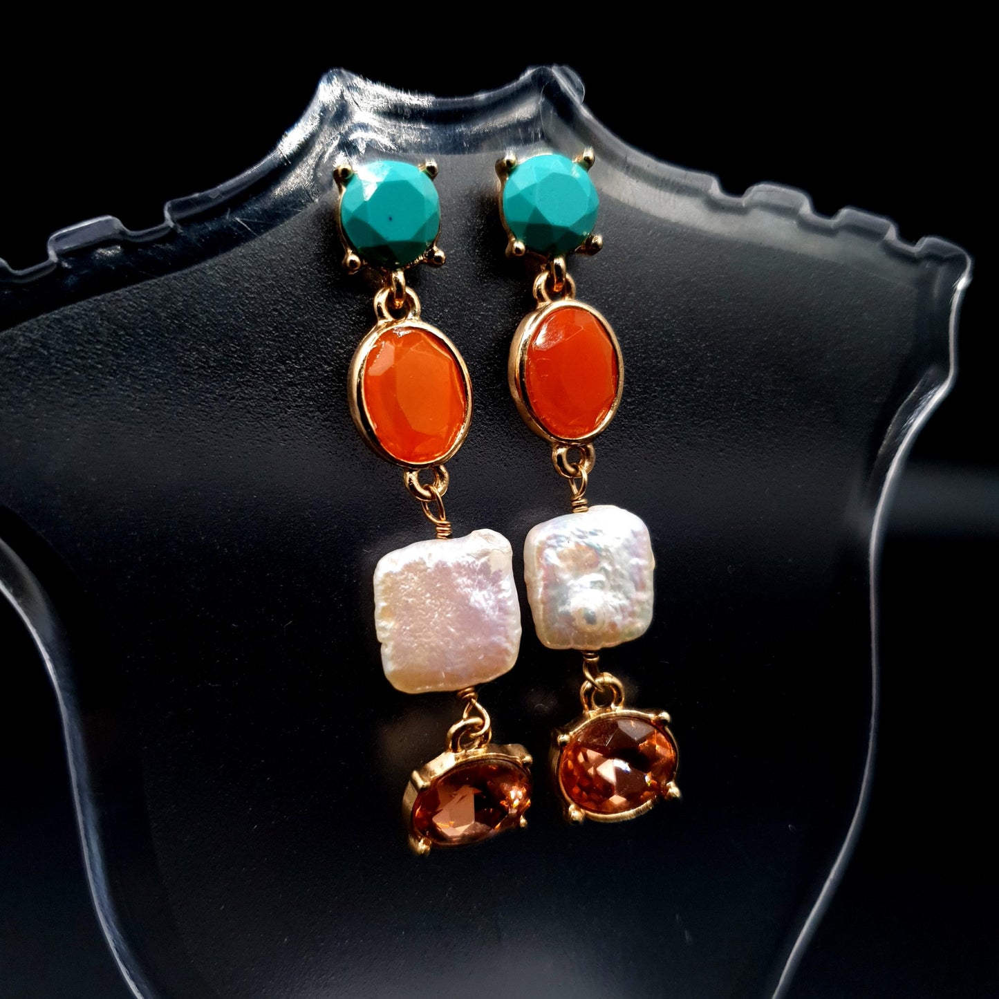 MULTI COLOR EAR DROP STONES image 3