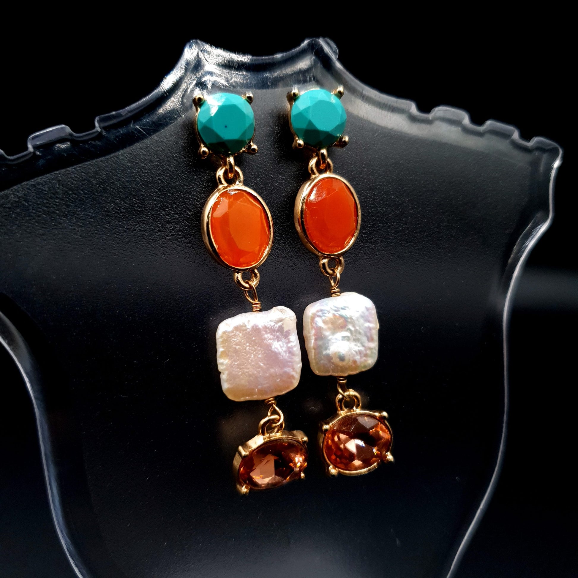 MULTI COLOR EAR DROP STONES image 3