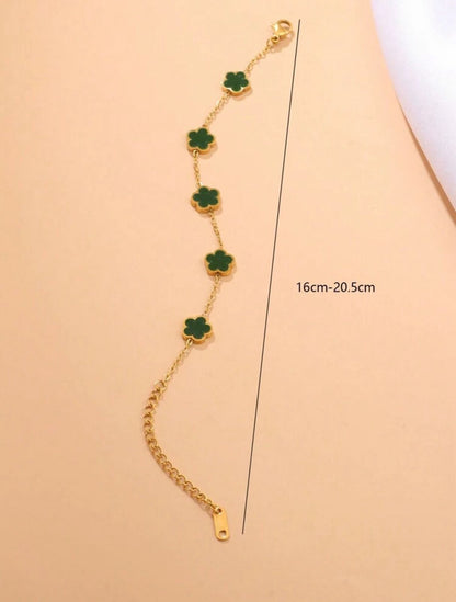 Minimalist Fashion Five Leaf Clover Design Women Bracelet image 1