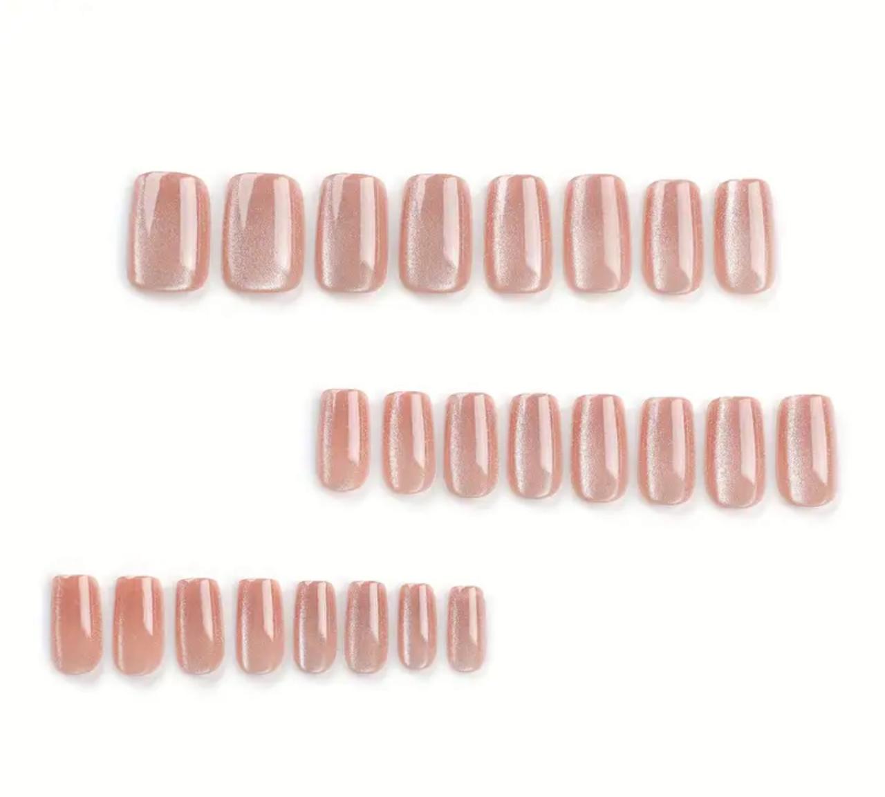 24-Piece Oval Nude Press-On Nails Set – Middle-Length Glossy Finish with Pure Color Design image 2