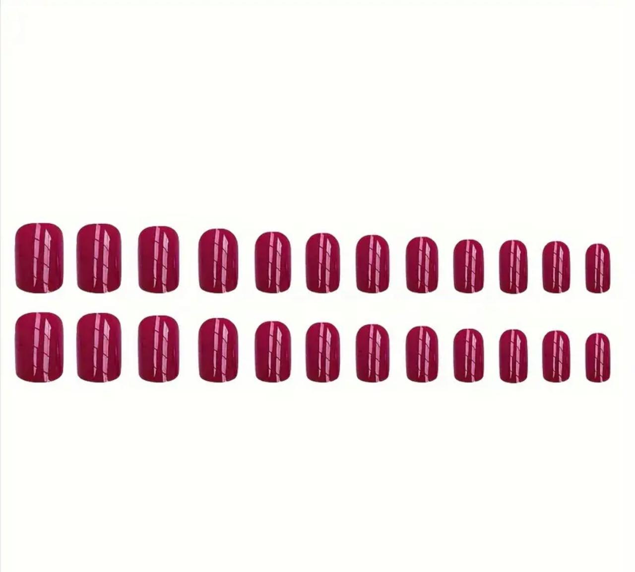 Glossy Shocking Pink Press On Nails Medium Square Fake Nails image 3