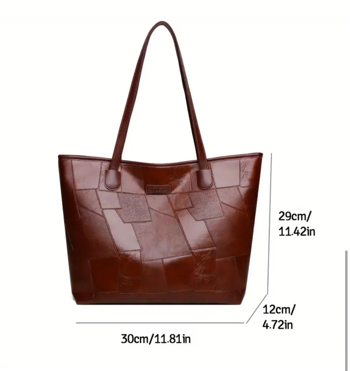CHIC Women's Large Capacity TOTE Bag- Faux Leather with Woven Pattern image 1