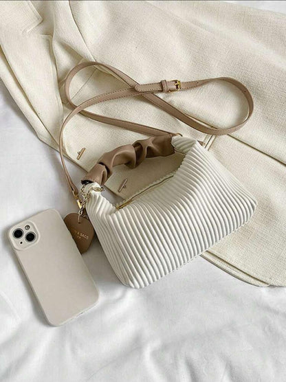 Mini Simple Pleated Woven and Portable Shoulder Zipper Handbag image 1