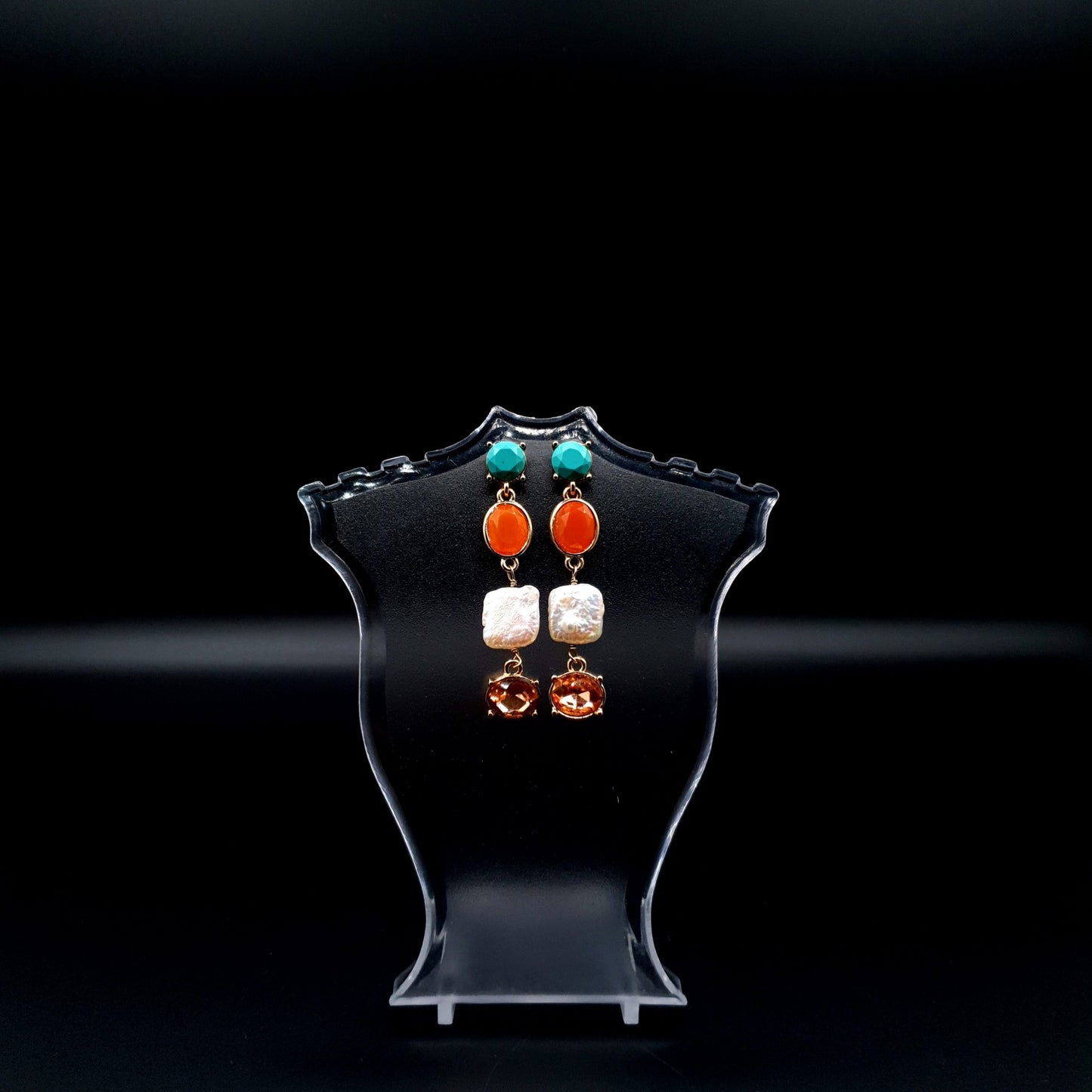 MULTI COLOR EAR DROP STONES image 1