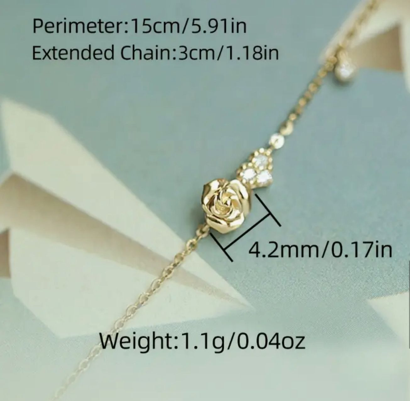 Elegant Simple Rose Pendant Bracelet, Titanium Steel, with Synthetic Zirconia, for Daily Wear & Gift-Giving image 3