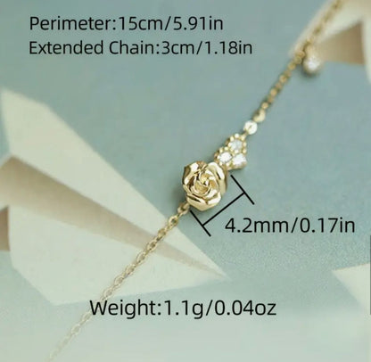 Elegant Simple Rose Pendant Bracelet, Titanium Steel, with Synthetic Zirconia, for Daily Wear & Gift-Giving image 3
