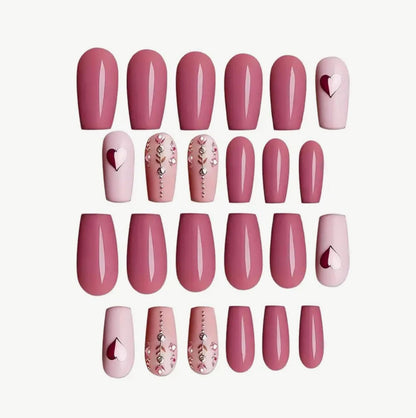 Sweet Cool Luxury High-end Design Love Wine Red Flash European and American Wearable Ballet Style Short False Nails image 1
