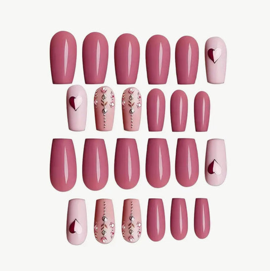 Sweet Cool Luxury High-end Design Love Wine Red Flash European and American Wearable Ballet Style Short False Nails image 1