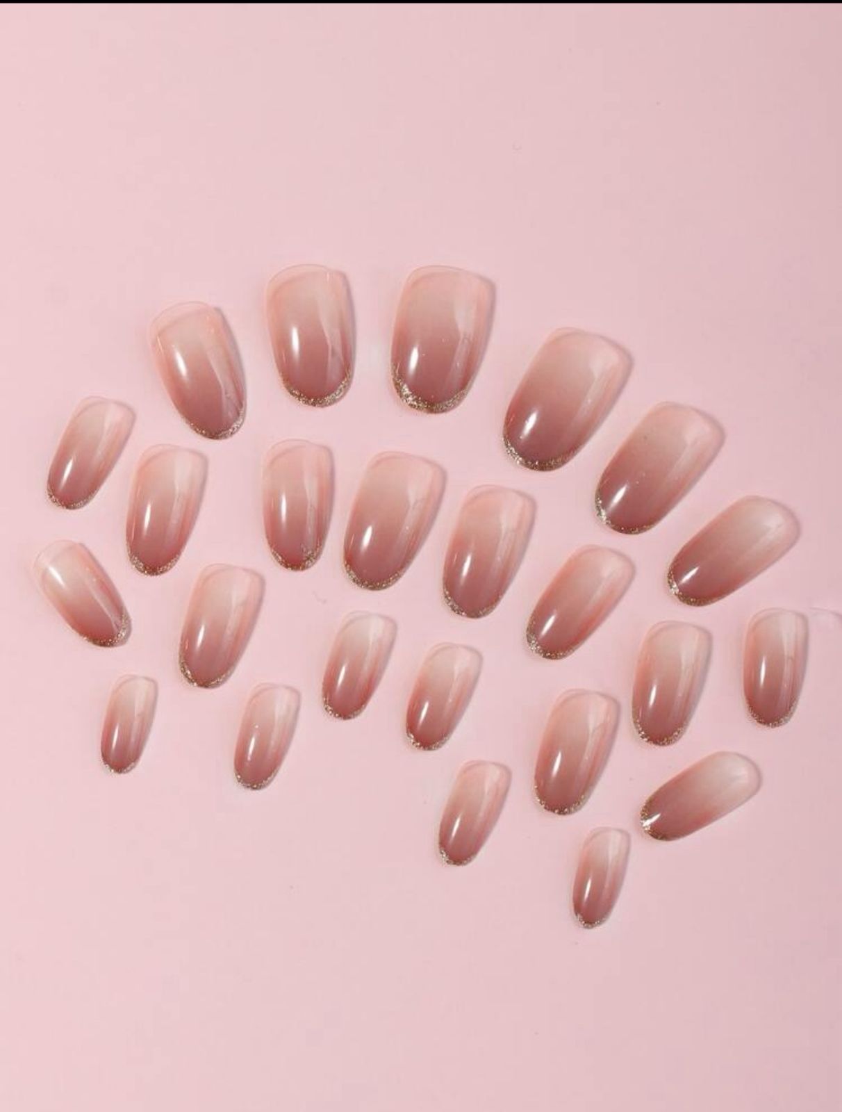 Long Oval Ramadan Gradient French Fingernail Patches Press On Nails image 1
