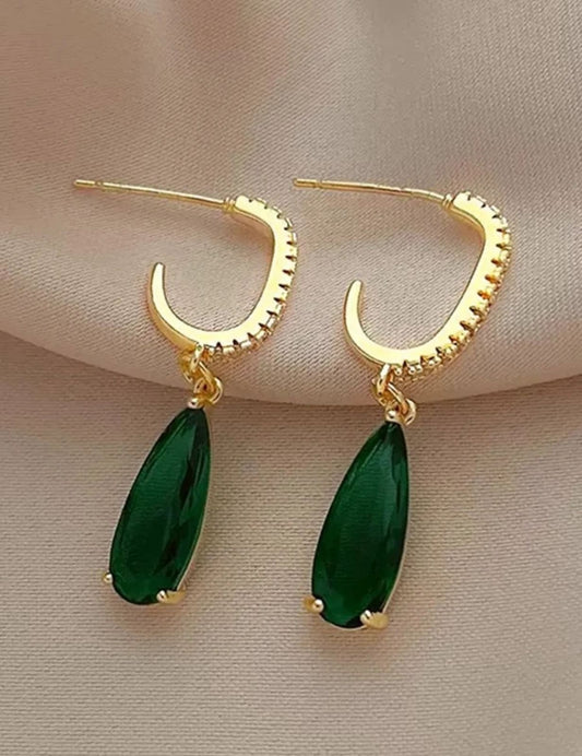 Green Cubic Zirconia Drop Earrings For Women image 1