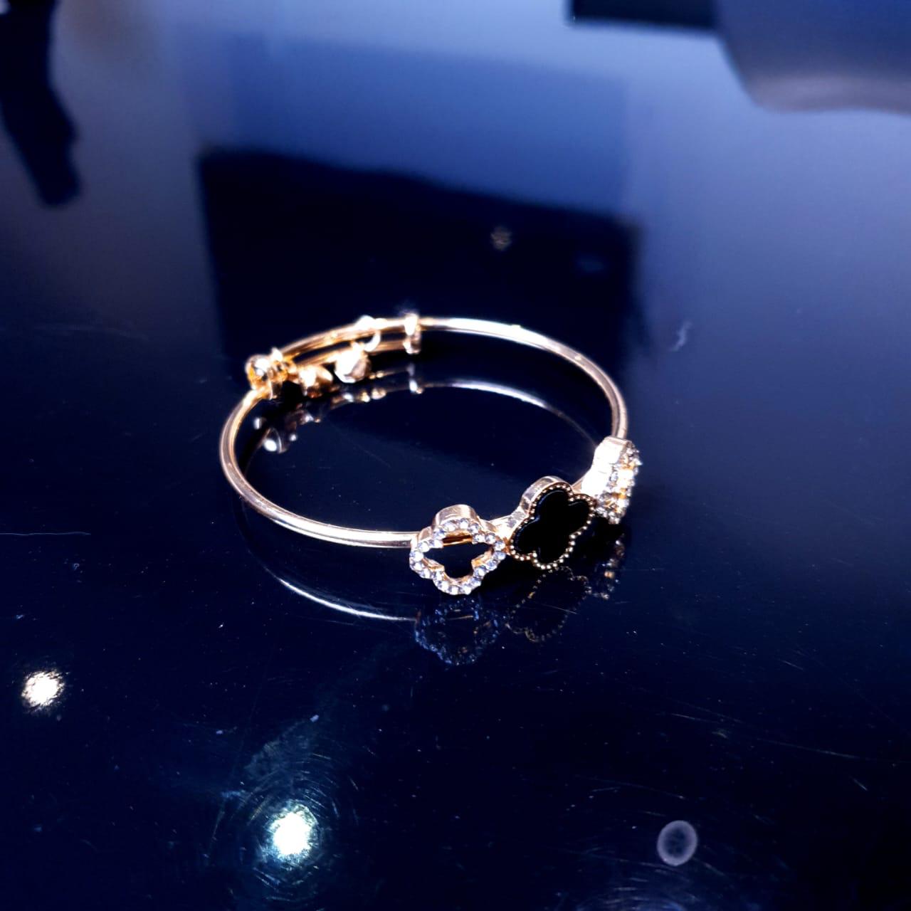 Golden Bracelet with Black Clover Charm image 3