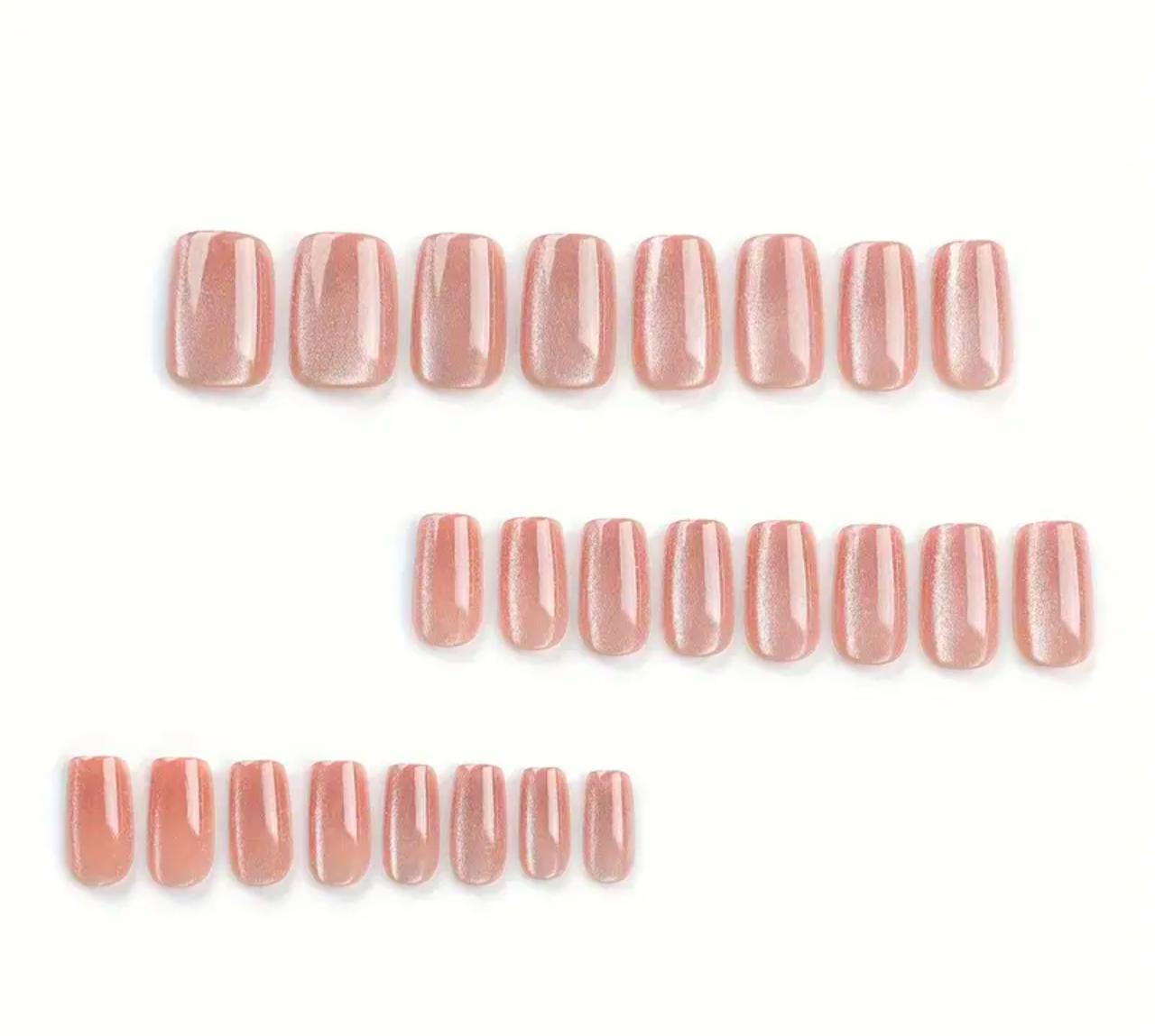 A piece of 24pcs of simple style, solid color translucent Fake Nails image 1