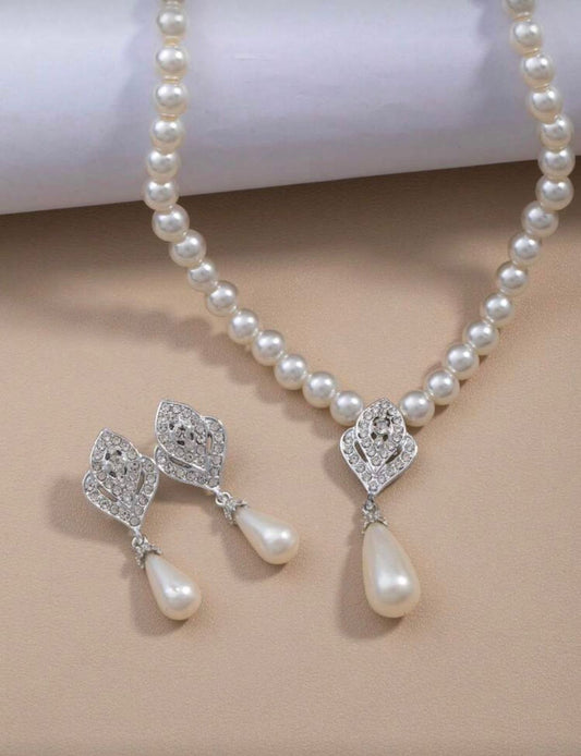 3pcs/Set French Single-Row Pearl Zirconia Rhinestone Necklace image 1