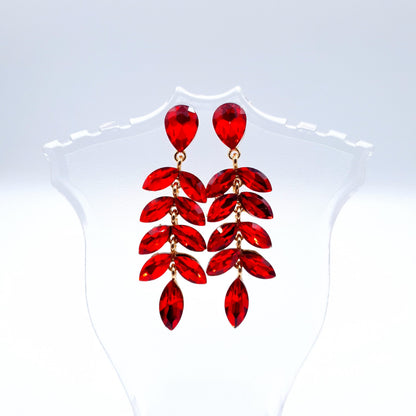 Elegant petal-shaped earrings adorned with sparkling rhinestones for a radiant, sophisticated look.(Golden = 2, Red = 1) image 1