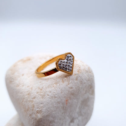 A dazzling ring featuring a heart full of shimmering stones, flowing charm and elegance.(SIZE 19 = 5) image 0