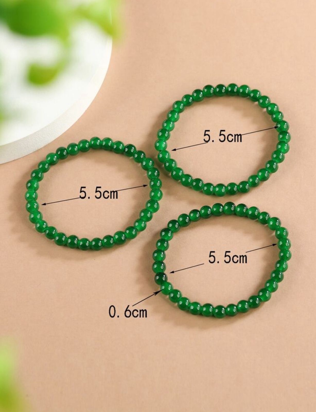 3pcs Jade Green Color Bracelets, Suitable For Daily Wear image 3