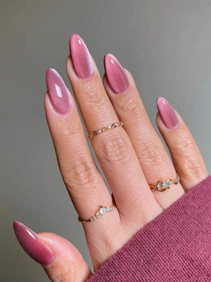 Y2K Almondnails Crystal Cat Eye Tip Press On False Nails image 0