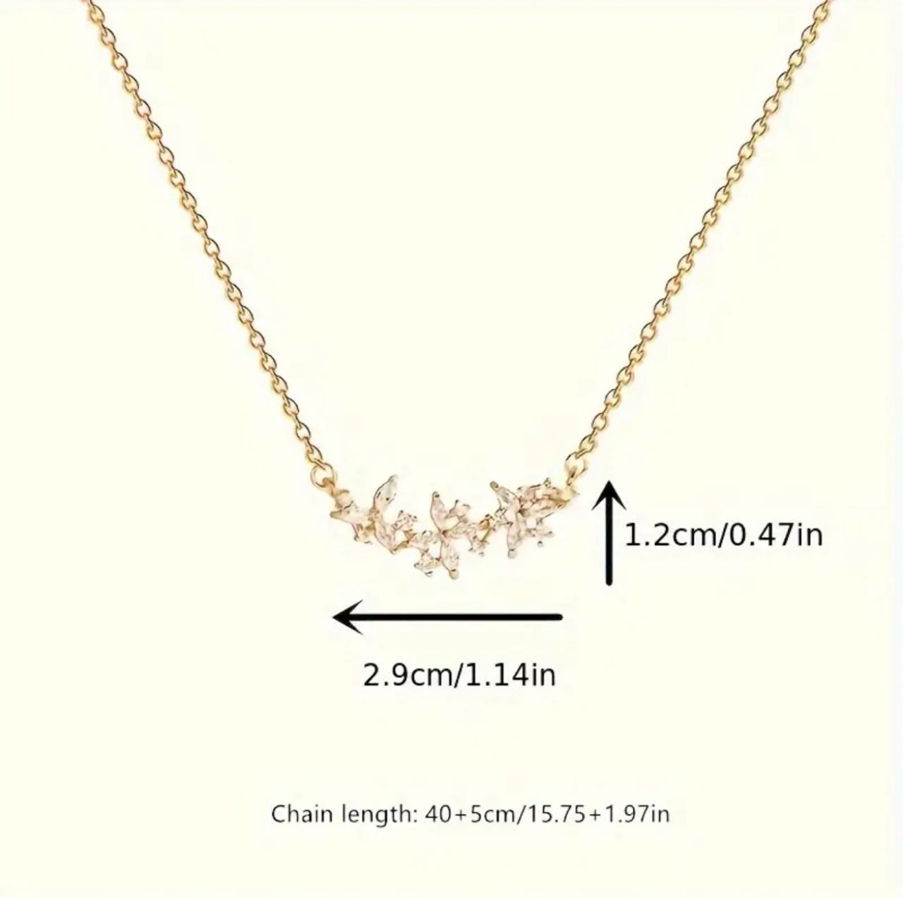 Elegant Stainless Steel Petal Pendant Necklace with Synthetic Cubic Zirconia image 3