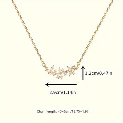 Elegant Stainless Steel Petal Pendant Necklace with Synthetic Cubic Zirconia image 3