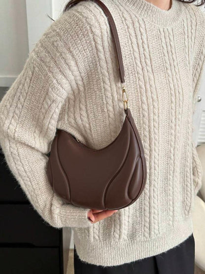 ALL MATCH TEXTURED EMBOSSED FASHION SOLID COLOR CRESCENT BAG image 4