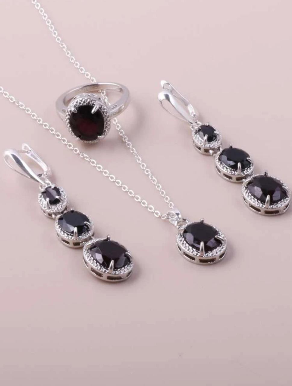 4pcs Gemstone Decor Neklace Set (S925) image 10