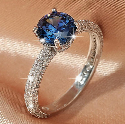 Gorgeous Fashion Tanzanite White Zirconia Silvery Ring image 0