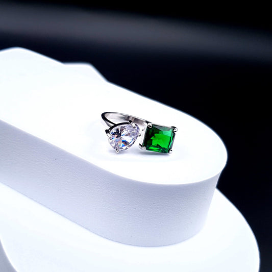 PEAR & RECTANGLE RING (Adjustable) image 0