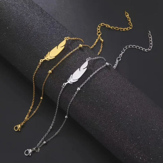 A Women's Anklet With A Simple Feather Shape And A Versatile Fashion Suitable For Daily Wear image 1