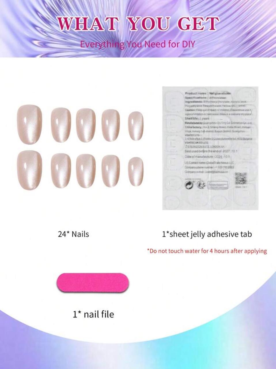 Press On Short Cat Eye Acrylic False Nails image 2