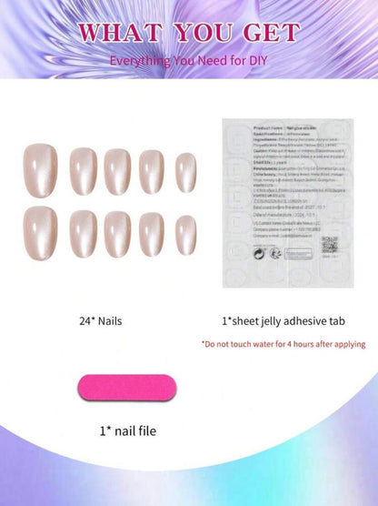 Press On Short Cat Eye Acrylic False Nails image 2