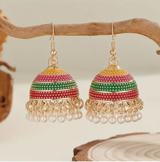 JHUMKAI	Colorful Cute, Bell Imitation Pearl Tassel Rainbow Jhumka for Women Daily, Festivals, Weddings And Parties image 1