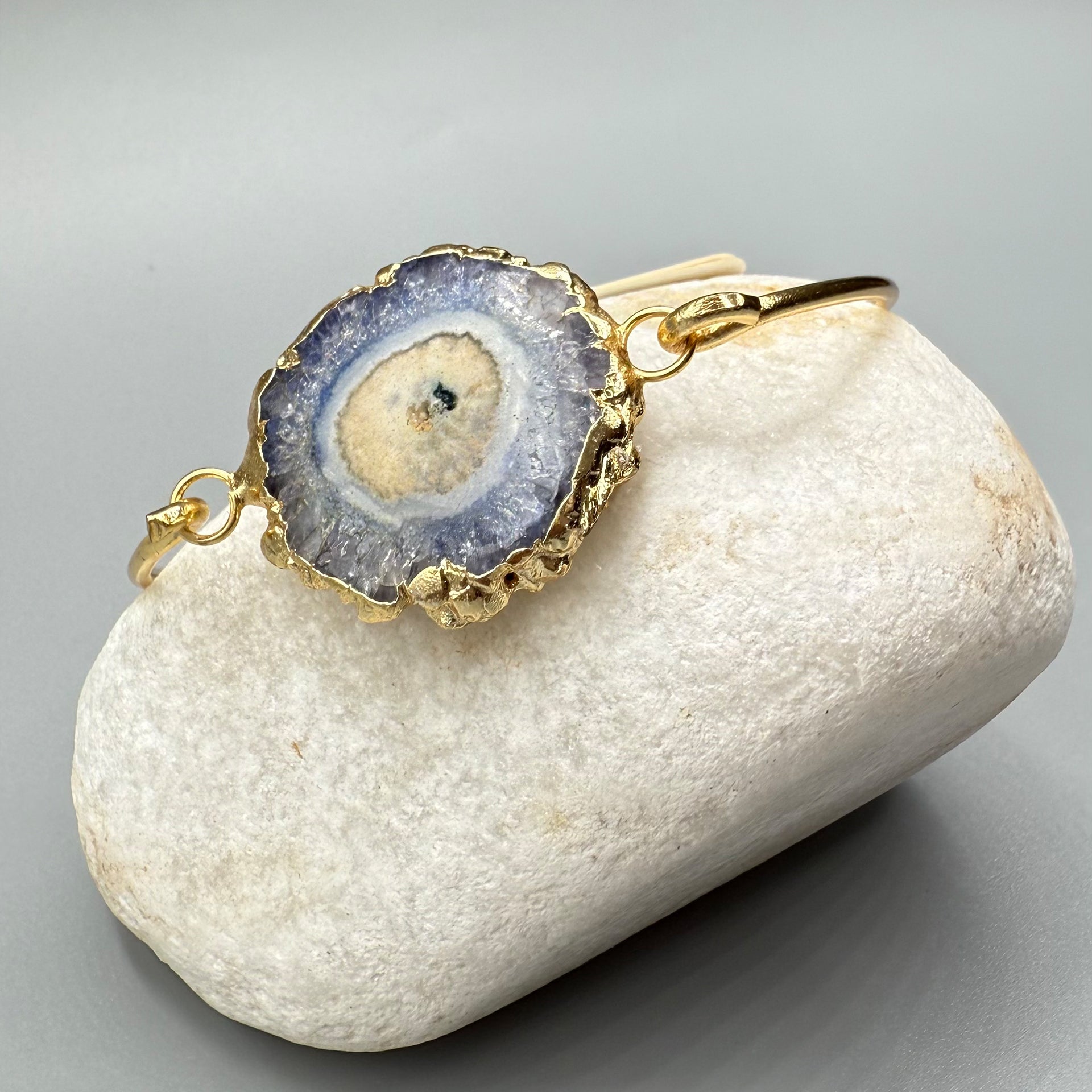 Adjustable Boho-Chic Natural Crystal Flower Bangle image 9