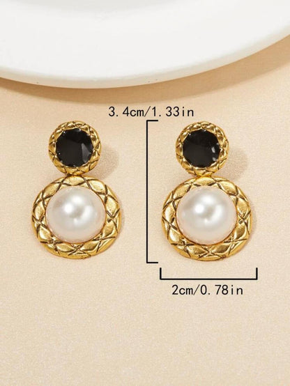 FAUX PEARL D?COR ROUND DROP EARRINGS image 6