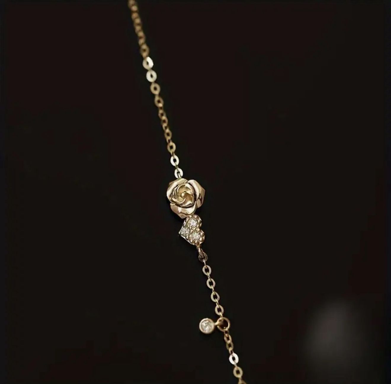 Elegant Simple Rose Pendant Bracelet, Titanium Steel, with Synthetic Zirconia, for Daily Wear & Gift-Giving image 4
