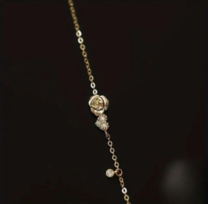 Elegant Simple Rose Pendant Bracelet, Titanium Steel, with Synthetic Zirconia, for Daily Wear & Gift-Giving image 4