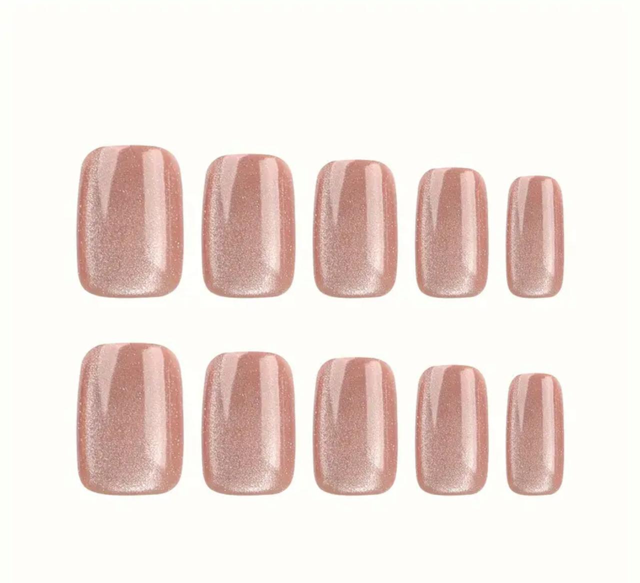 24-Piece Oval Nude Press-On Nails Set – Middle-Length Glossy Finish with Pure Color Design image 1