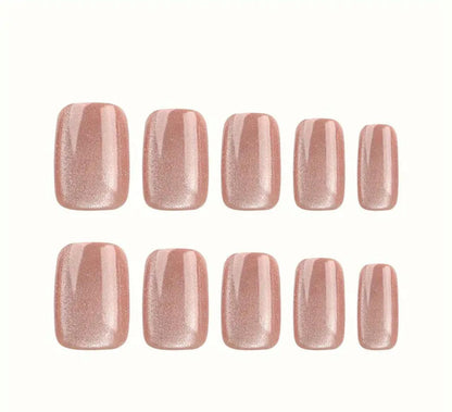 24-Piece Oval Nude Press-On Nails Set – Middle-Length Glossy Finish with Pure Color Design image 1