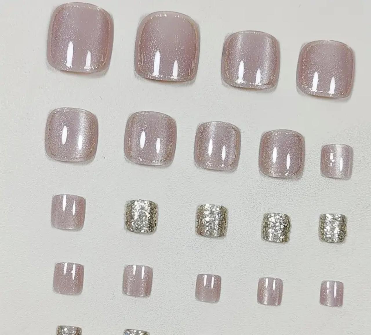 24pcs of New Ice Transparent Pink Wearable Toe Nail image 2