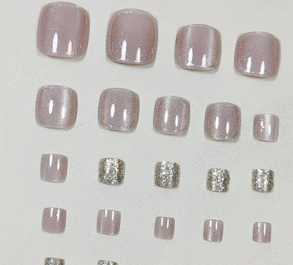24pcs of New Ice Transparent Pink Wearable Toe Nail image 2