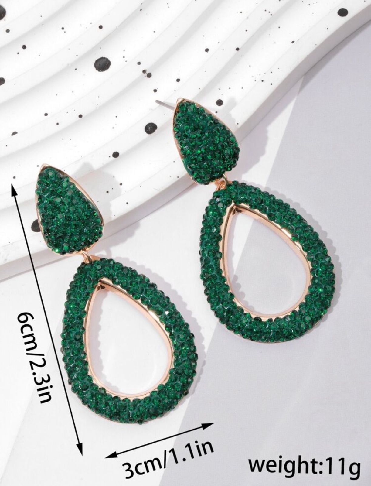 Sparkling Geometric Water Drop Shape Zirconia Studded Luxury Party Earrings image 3