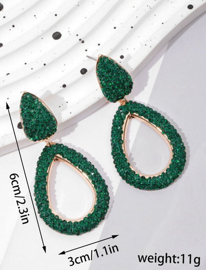 Sparkling Geometric Water Drop Shape Zirconia Studded Luxury Party Earrings image 3