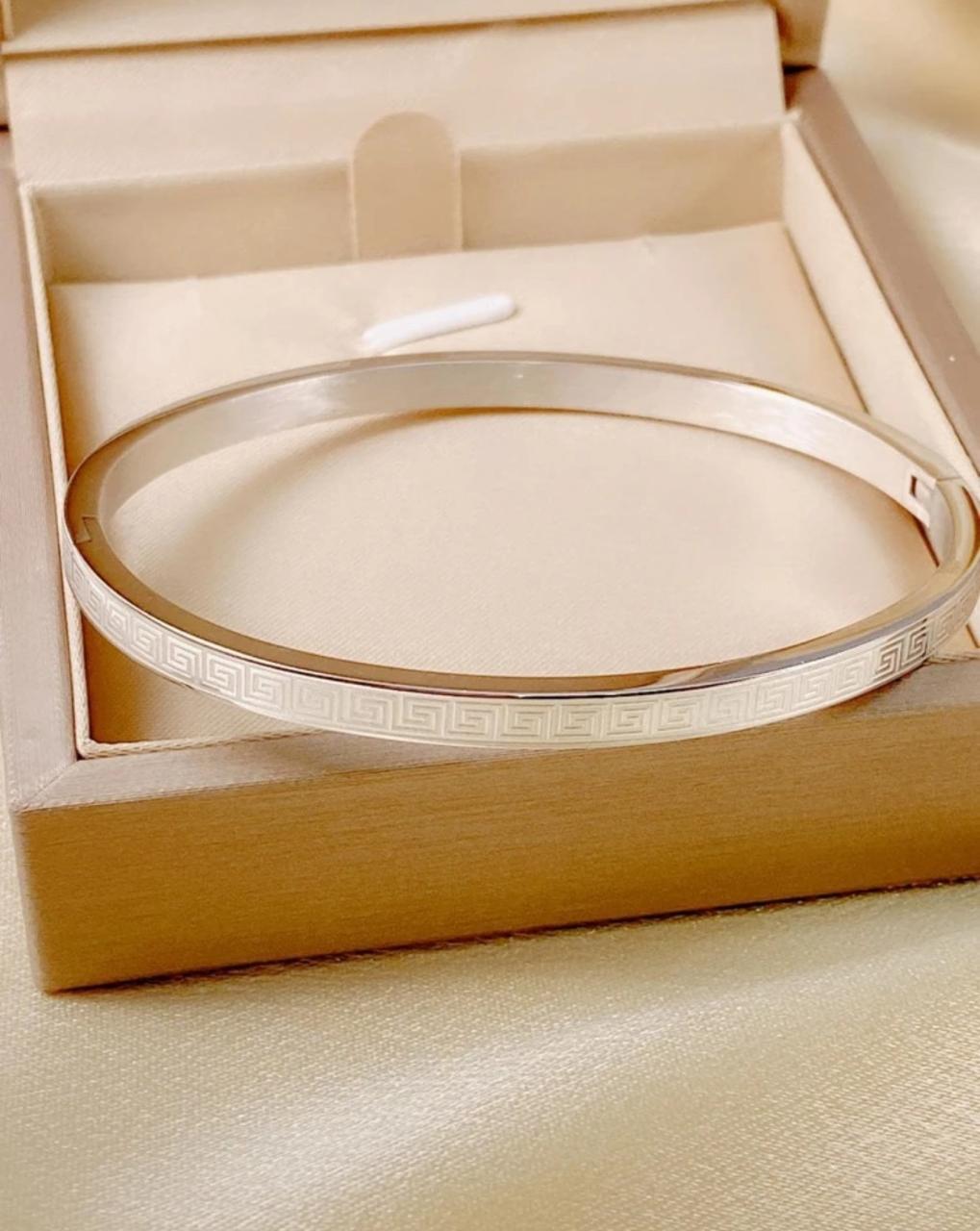 Textured Detail Bangle Material: Stainless Steel image 2