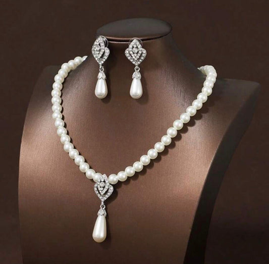 3pcs/Set French Single-Row Pearl Zirconia Rhinestone Necklace image 0