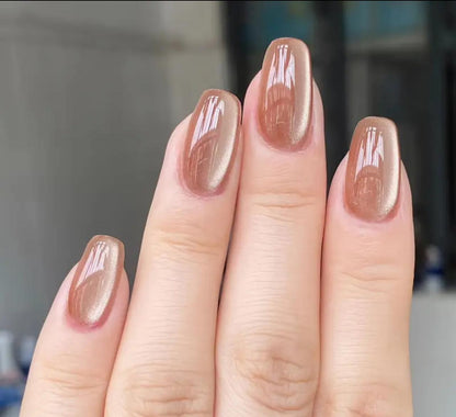 24-Piece Oval Nude Press-On Nails Set – Middle-Length Glossy Finish with Pure Color Design image 0