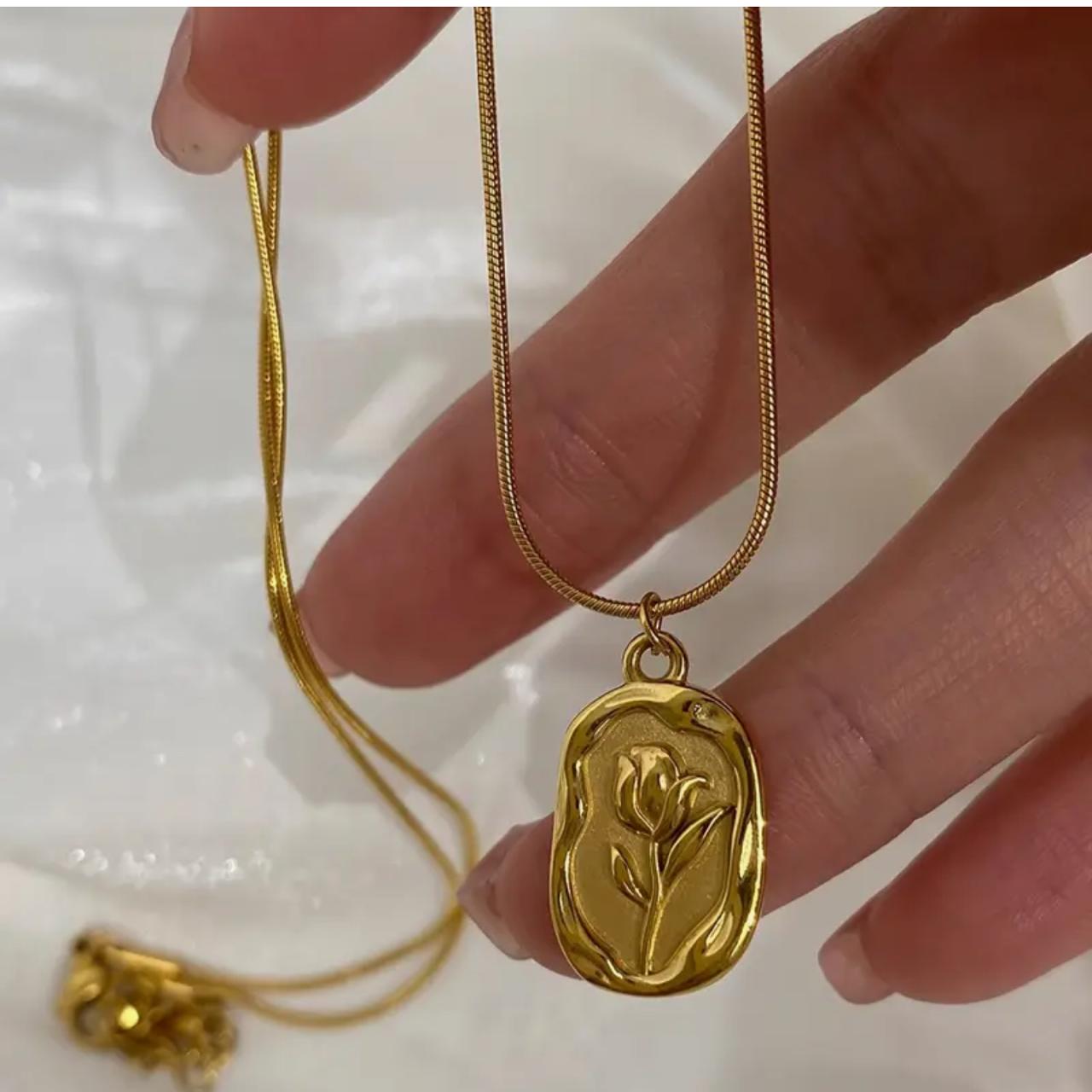 A Special Gift Elegant Simple Rose Tulip Pendant Necklace image 1