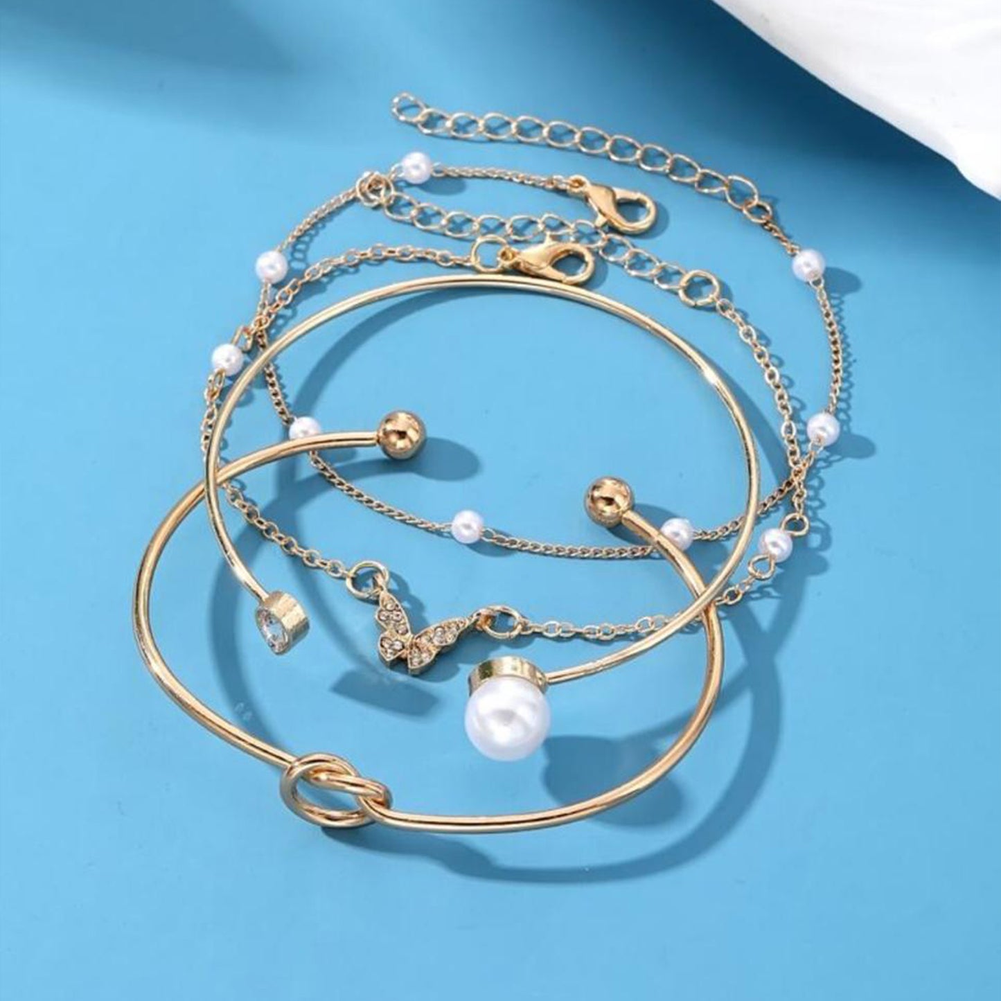 04 PIECE PEARL &amp; BUTTERFLY HEART image 1