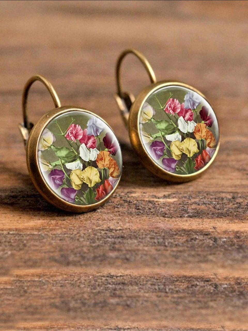 FLORAL PRINT ROUND DROP EARRINGS image 2