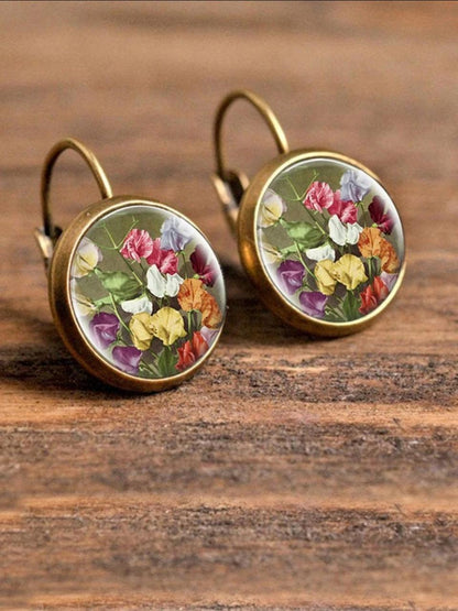 FLORAL PRINT ROUND DROP EARRINGS image 2
