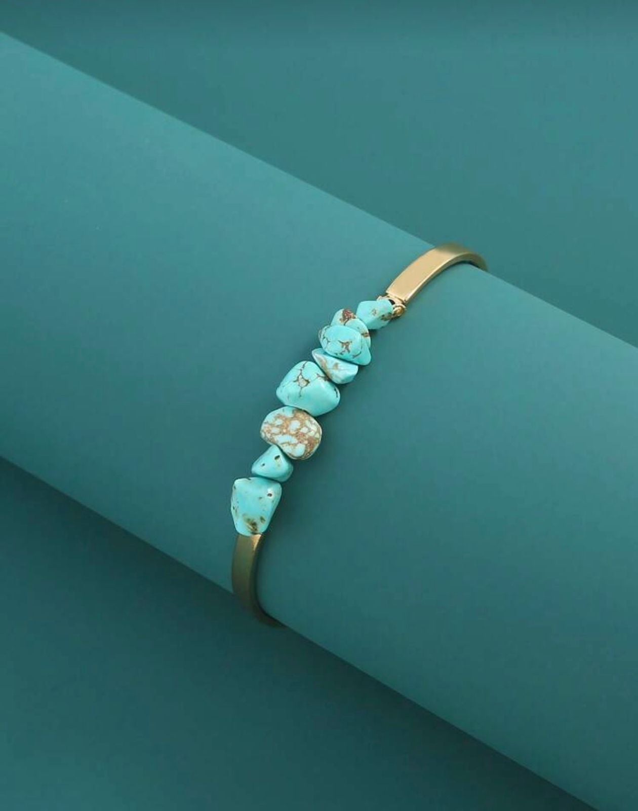 Nooxian 1pc Natural Turquoise Twisted Bangle Bracelet image 1